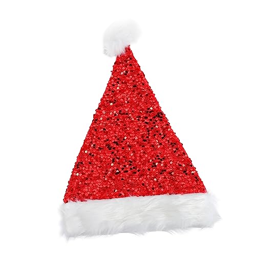 TOKIDNY 1 x Weihnachts Pailletten üschmütze Rote Nikolausmütze Mit Glitzer Partyzubehör Für Weihnachten Geschenkidee Für Erwachsene Und Kinder Unisex Weihnachten ütze von TOKIDNY