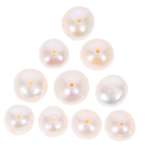 TOKIDNY 10 Stück Natürliche Süßwasser-perlen Nahe-runde Spacer-perlen mit Vielseitig für Schmuckherstellung DIY Armband und Halsketten Einheitliche Glänzend und Kreativ für Bead Crafts von TOKIDNY