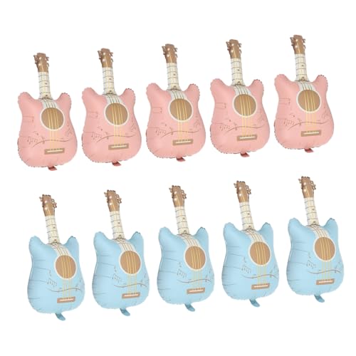 TOKIDNY 10 Stück Teiliges Matte Aluminiumfolie Gitarrenform Luftballons Wiederverwendbare Partydekoration für Musikpartys Geburtstage Festivals Trendige und Nachhaltige Deko für Drinnen von TOKIDNY
