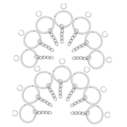 TOKIDNY 100 Stück Silber Flache Schlüsselringe mit Kette und Offenen Sprungringen Leichte Metall Schlüsselhalter Ringe für Diy Schmuckherstellung und Bastelarbeiten von TOKIDNY