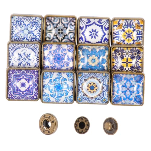 TOKIDNY 12 Stück Blau und Quadratische Knöpfe für DIY Handwerk Chic und Praktisch für Kleidung Auswechselbare Schnappverschlüsse Hochwertige und Legierungs Materialien von TOKIDNY