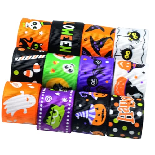 TOKIDNY 12 Stück Teiliges Halloween-band Set Bunte DIY Geschenkband Schleifenband für Partydeko und Geschenkverpackung mit Fröhlichen Halloween-motiven TOKIDNY 12 Stück Teiliges Halloween-band Set Bunte DIY Geschenkband Schleifenband für Partydeko und Geschenkverpackung mit Fröhlichen Halloween-motiven von TOKIDNY