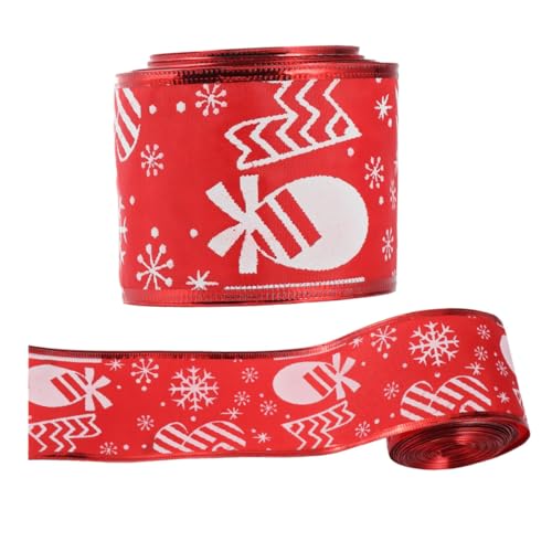 TOKIDNY 2 Rollen Weihnachtsdeko Schleifenband mit Schneeflocken Muster für Kreative Dekoration Rot Breit für Bastelprojekte und Geschenkverpackung von TOKIDNY
