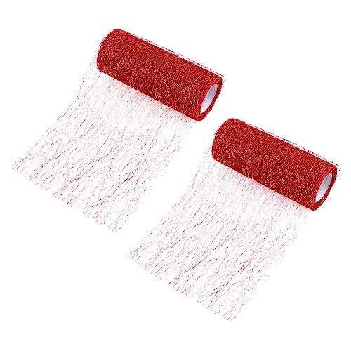 TOKIDNY 2 Stück Teiliges Mesh Band Breit Goldrotes Tüllband aus Hochwertigem Vielseitiges DIY Material für Bastelarbeiten Hochzeits und Partydekorationen Schleifen und Haarschmuck von TOKIDNY