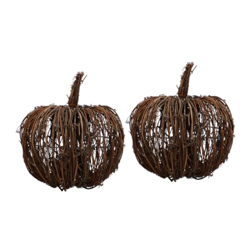 TOKIDNY 2 Stück Teiliges Rattan Kürbis Natürliche Textur Handgefertigte Halloween Tischdekoration Traditionelle Kürbisform Festliche Herbst Ornamente für Party und Desktop von TOKIDNY