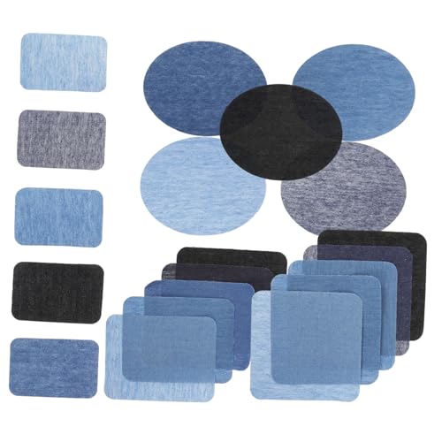 TOKIDNY 20 Stück Jeans Flicken Aufbügeln Selbstklebende Nähflicken für Kleidung Reparatur Patch und Farben für Jeans Shirts und Weitere Textilien von TOKIDNY
