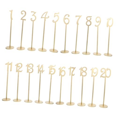 TOKIDNY 20 Stück Teiliges Holz Tischnummern mit Ständer Basis Gold Stabile Tischnummern für Hochzeit Empfang Bridal Shower Party Dekoration und Sitzordnung von TOKIDNY