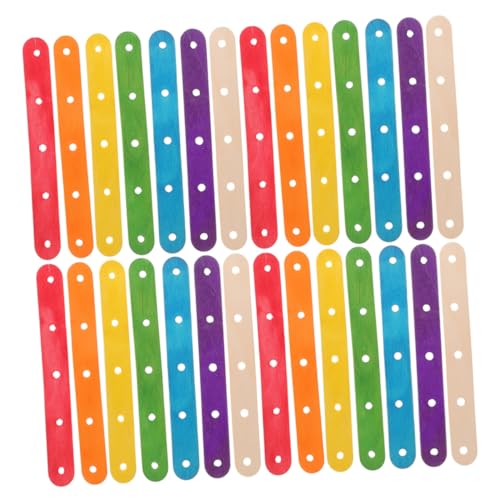 TOKIDNY 200 Stück Diy Eiskreation Regenbogen Holz Popsicle Sticks mit Löchern für Kinderhandwerk Bastelprojekte und Partydekorationen von TOKIDNY