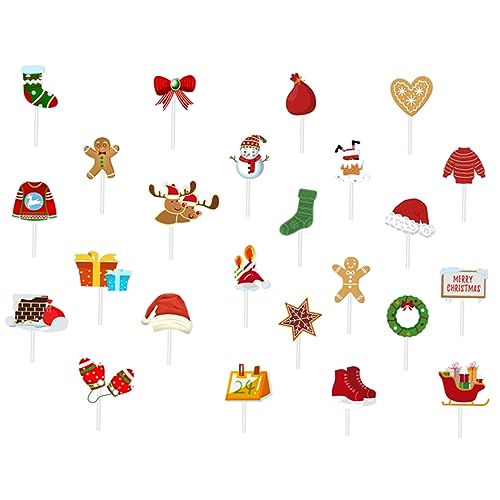 TOKIDNY 24 Stück Weihnachtskuchen-Cupcake-Topper aus stabilem Papier Dekorationen für Geburtstag Hochzeit Party TOKIDNY 24 Stück Weihnachtskuchen-Cupcake-Topper aus stabilem Papier Dekorationen für Geburtstag Hochzeit Party von TOKIDNY