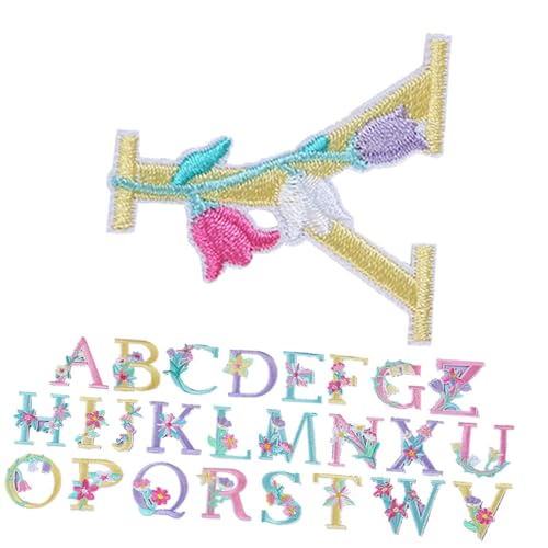 TOKIDNY 26 Stück Buchstaben Patch Zum Aufbügeln, Kleine Aufnäher Zum Aufbügeln, Buchstaben Zum Aufbügeln, Farbige Kleidungsflicken, Stickflicken, Buchstaben Patches Für Kleidung, von TOKIDNY