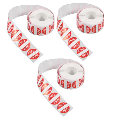 TOKIDNY 3 Rollen Selbstklebende Etiketten, Verkaufsaufkleber, Marktpreisaufkleber, Preisaufkleber Für Kleine Unternehmen, Markierungsetiketten, Runde Etiketten, Etikettenpapieraufkleber von TOKIDNY