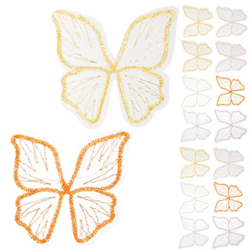TOKIDNY 30 Stück Schmetterlingsaufkleber, Bestickte Schmetterlingsflicken, Bügelflicken, Schmetterlingsapplikation, Stoffstickereiflicken, Butterstickflicken, Schmetterlingsflicken, von TOKIDNY
