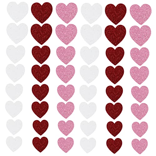 TOKIDNY 300 Stück Bunte DIY Herz Aufkleber Glitter Eva Bastelzubehör für Vielseitige Deko Accessoires für Geschenke Foto Requisiten und Partydekorationen von TOKIDNY
