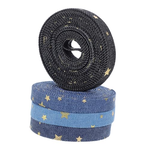 TOKIDNY 4 Rollen Denim Stoffband mit Goldenen Sternen für Diy Handarbeiten Verpacken Modeaccessoires und Dekorationen für Vielseitige Anwendungen TOKIDNY 4 Rollen Denim Stoffband mit Goldenen Sternen für Diy Handarbeiten Verpacken Modeaccessoires und Dekorationen für Vielseitige Anwendungen von TOKIDNY