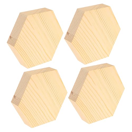TOKIDNY 4 Stück Sechseckige Kiefernholzscheiben, Sechseckausschnitte, Unbehandelte Holzausschnitte, Holzscheiben, Sechseckige Holzscheibe, DIY Holzspäne, Unbehandelte Holzspäne, DIY von TOKIDNY
