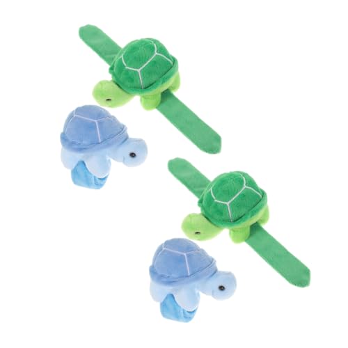 TOKIDNY 4 Stück Snap Armbänder Schildkröte Weiche Plüsch Slap Bänder für Vielseitige Tier Designs als Partygeschenk Dekorative Handgelenk Bänder für Alltag und Reisen von TOKIDNY