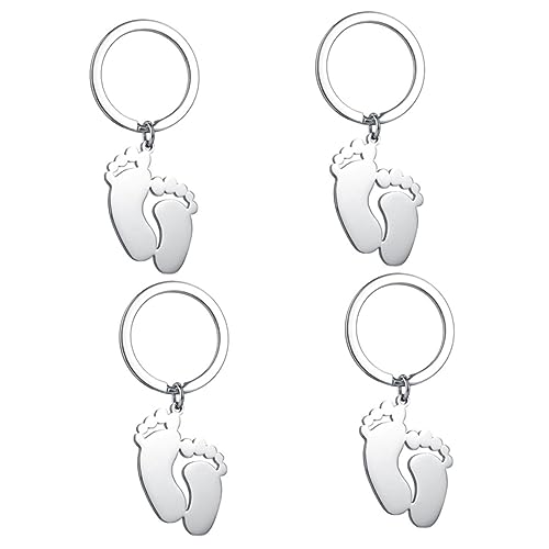 TOKIDNY 4 Stück Teiliges Fußabdruck Schlüsselanhänger Einzigartiger Schlüsselring für Junge Mädchen Geschenkidee für Kindergeburtstage und Babypartys Stilvolles Accessoire für Taschen und von TOKIDNY