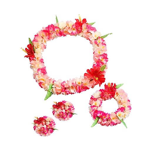 TOKIDNY 4 Stück Teiliges Hawaiian Leis für Erwachsene Dicke Realistische Blumengirlanden Haarband Hals und Armbänder Tropische Luau Party Dekoration Wiederverwendbar Bequem für Hawaii von TOKIDNY