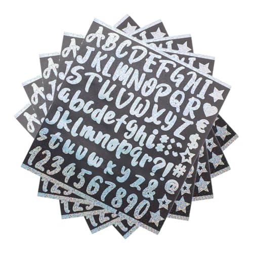TOKIDNY 5 Blätter Regenbogen DIY Holographische Buchstaben Aufkleber Selbstklebend Glitzernde Zahlen Sticker für Scrapbooking Briefkasten Fenster Tür Dekoration von TOKIDNY