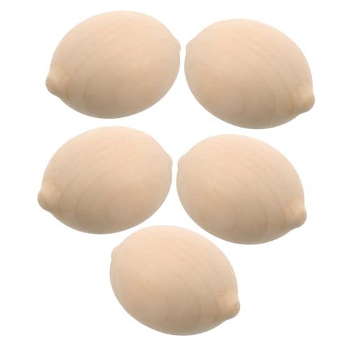 TOKIDNY 5 Stück Unbemaltes Zitronenspielzeug, Zitronendekor, Bemalung, Schlichte Zitrone, Holzzitronen, Modell Aus Holz, Unbemalte Zitrone, Holzminiatur, Zitronen, Miniaturmalerei, von TOKIDNY