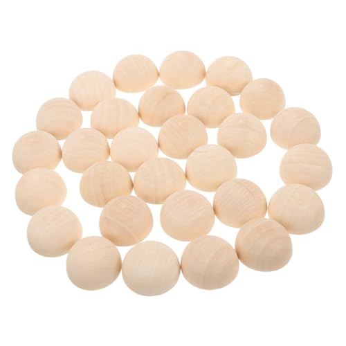 TOKIDNY 50 Stück Natürliche Halbe Holzkugeln Unbearbeitete Holz Halbperlen für DIY Schmuck Herstellung und Hausdekoration Natürliche Holzperlen für Bastelprojekte und Girlanden von TOKIDNY