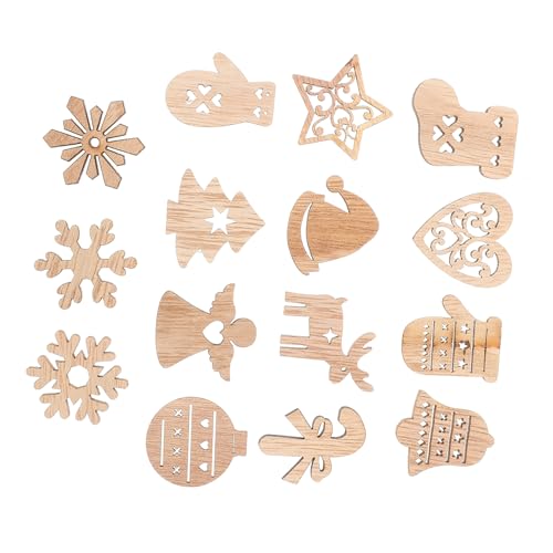 TOKIDNY 54 Stück Teiliges Holzscheiben Weihnachts DIY Bastelzubehör Unvollendete Holzschnitte für Dekorationen Weihnachtsbaum und Festtagsgestaltung von TOKIDNY