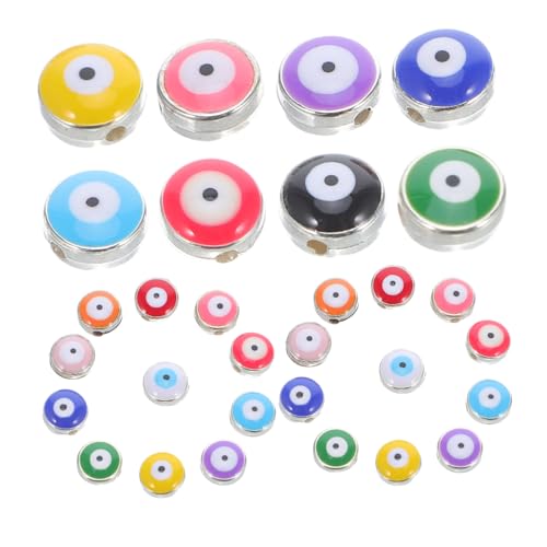 TOKIDNY 60 Stück Böser-augen-perlen: Flache -augen-perlen, Harzanhänger, Bunte Und Runde Abstandshalter Für Selbstgemachte Armbänder, Schmuck Und Schlüsselanhänger. von TOKIDNY