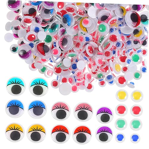 TOKIDNY 600 Stück Selbstklebende Bunte Wackelaugen für DIY Bastelprojekte Lebendige Puppenaugen Kreative Scrapbooking Aufkleber für Karten und Dekorationen von TOKIDNY