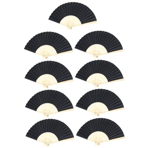 TOKIDNY 9 Stück Teiliges DIY Faltpapier Fächer Klassische Schwarze Faltbare Handfächer Blanko Design zum Bemalen Vielseitig für Dekoration und Bühnenrequisiten von TOKIDNY