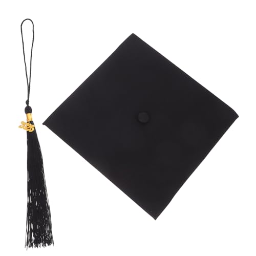 TOKIDNY Abschlusshutversorgungen Stirnbänder Abschlusskappen Senior Abschlusskappe Graduierung Caps Anstellbare Abschlusskappen Herren Und Frauen Abschlusskappen Polyester Schwarz von TOKIDNY