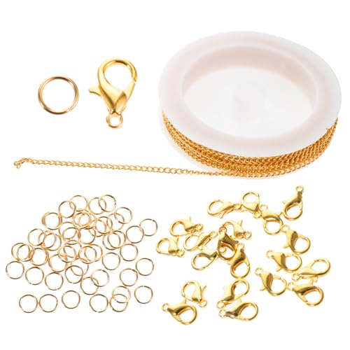 TOKIDNY Eisenkette DIY Schmuckherstellung mit Karabinerverschlüssen Offenen Sprungringen und Verlängerbaren Ketten Robuste Verbindung für Armbänder Halsketten Vielseitiges Bastelzubehör von TOKIDNY