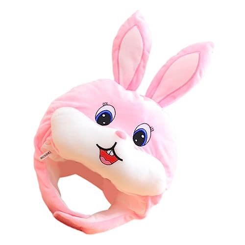 TOKIDNY Gestickter Hasenkopf Hut mit Hasenohren Cosplay Hasenkostüm Plüschhasenmütze Ostern Kopfbedeckung kindermütze kinder kappe hats Plüsch Hasenohren Hut Cosplay-Hase PP Baumwolle Rosa von TOKIDNY
