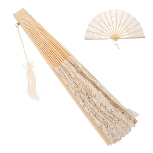 TOKIDNY Handfächer Damen mit Spitze und Stickerei Bambusklappfächer für Hochzeit Tanz Fotografie Sommerreise Vintage Stil Langlebig und Dekorativ von TOKIDNY