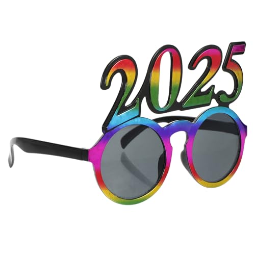 TOKIDNY Partybrille aus Bunte Silvester Sonnenbrille mit Rundem Rahmen Leuchtende Neujahrs Abschlussfeier Brillen Lustige Foto-requisiten für Erwachsene von TOKIDNY