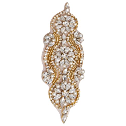 TOKIDNY Perlenapplikation Schärpe Strassapplikation Hochzeitsaccessoire Kleidapplikation Perlen Strassapplikation Gürtel Strass DIY Patches Funkelnde Strassdekor Brautgürtel Patches von TOKIDNY