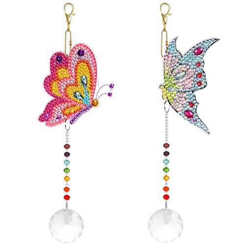 TOKIISHE Diamond Painting Schlüsselanhänger Schmetterling, 2 Stück Diamond Painting Sonnenfänger, Fenster Kristalle Deko Anhänger, Shaped Kunst Mosaik Deko für Garten Dekoration TOKIISHE Diamond Painting Schlüsselanhänger Schmetterling, 2 Stück Diamond Painting Sonnenfänger, Fenster Kristalle Deko Anhänger, Shaped Kunst Mosaik Deko für Garten Dekoration von TOKIISHE