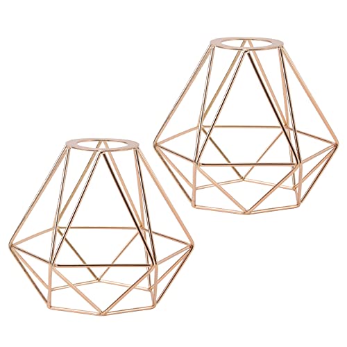 TOKIUS 2 x Vintage-Lampenschirm, 16 cm, Lampenschirm, Diamantkäfig-Form, für Pendelleuchte, Deckenleuchte, Tischlampe, Wandleuchten (Gold glänzend) von TOKIUS