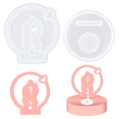 Paarliebe Silikonformen Gießformen, Paaren Silikonform Kerzenhalter, DIY Kombination Gießform Kerzenhalter, Gipsformen zum Gießen (Einsatz - Romantisches Paar) von TOKSEO