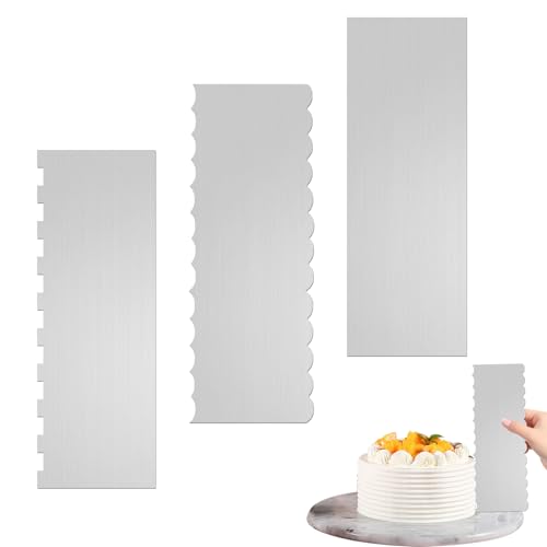 TOKSEO 3 Stück Tortenspachtel, Edelstahl Kuchenschaber, Tortenkamm, Cake Scraper Set, Kuchenspachtel, Buttercreme Spachtel, Tortenstreicher für Sahne und Zuckergusstorten Aller Formen TOKSEO 3 Stück Tortenspachtel, Edelstahl Kuchenschaber, Tortenkamm, Cake Scraper Set, Kuchenspachtel, Buttercreme Spachtel, Tortenstreicher für Sahne und Zuckergusstorten Aller Formen von TOKSEO