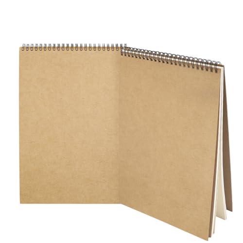 TOKSEO Zeichenblock A4 Skizzenbuch, 2 Stück 160 gsm Blanko sketchbook mit spiralbindung, Hartfaserplatte Säurefreies für Zeichnen, Skizzen, Malerei, Notizen, Graffit(60 Seiten) von TOKSEO