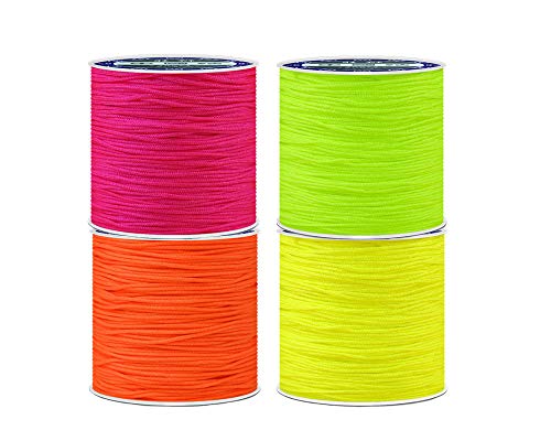 0,8 mm 45 m Nylonschnur Gemischten farbigen Schnur für DIY Halskette Armband Handwerk für perlen Schmuckherstellung Schnur Stretchfaden Draht Stoff Crafting String(Fluoreszierendes Rosenrot) von TOKYMOON