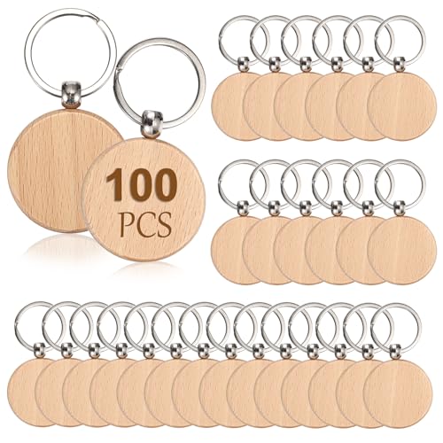 TOLIDA 100 Stück Schlüsselanhänger aus Naturholz, DIY Naturholzscheiben, Personalisierte Schlüsselanhänger für Individuelle Geschenke, Tasche, Namensschilder des Haustier, Basteln, Dekoration 4x4CM TOLIDA 100 Stück Schlüsselanhänger aus Naturholz, DIY Naturholzscheiben, Personalisierte Schlüsselanhänger für Individuelle Geschenke, Tasche, Namensschilder des Haustier, Basteln, Dekoration 4x4CM von TOLIDA