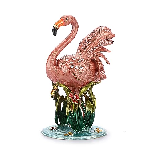 TOLIDA Flamingo Mini Schmuckkästchen Handbemalte Aufklappbare Emaillierte Schmuckschatulle Luxus-Schmuckkästen Schmuckkoffer Aufbewahrungsbox für Ohrringe Halsketten Ring als Geschenk Deko von TOLIDA