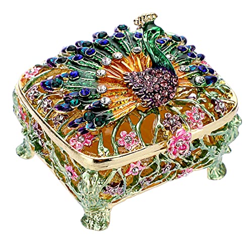 TOLIDA Pfau-Mini-Schmuckkästchen Handbemalte Emaillierte Schmuckschatulle Luxus-Schmuckkästen Schmuckdose Aufbewahrungsbox für Ohrringe Halsketten Ring als Hochzeit Geschenk Deko TOLIDA Pfau-Mini-Schmuckkästchen Handbemalte Emaillierte Schmuckschatulle Luxus-Schmuckkästen Schmuckdose Aufbewahrungsbox für Ohrringe Halsketten Ring als Hochzeit Geschenk Deko von TOLIDA