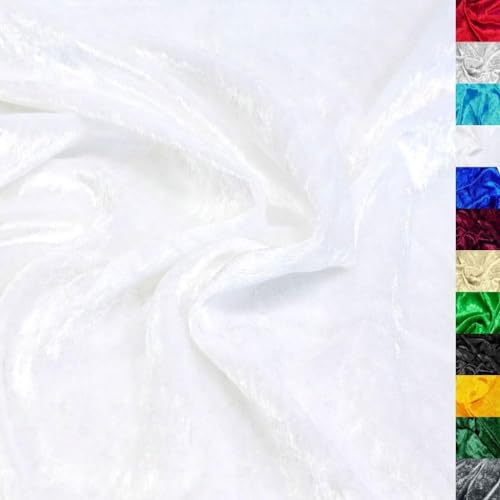 TOLKO 10m Pannesamt Meterware | Stretch Samt für Vorhänge Gardinen Bühne Kostüm Samtkleid Rock | Stoffe zum Nähen Dekorieren glänzender Samtstoff Dekostoff 145cm breit (Schnee Weiß) TOLKO 10m Pannesamt Meterware | Stretch Samt für Vorhänge Gardinen Bühne Kostüm Samtkleid Rock | Stoffe zum Nähen Dekorieren glänzender Samtstoff Dekostoff 145cm breit (Schnee Weiß) von TOLKO