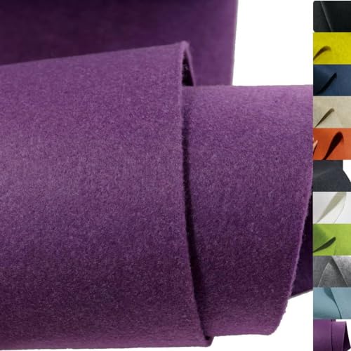 TOLKO 1m Bastelfilz Stabiler Filzstoff Meterware | 4 mm dick | Filzmatte Untersetzer Dekofilz Taschenfilz zum Nähen und Basteln | 45 cm breit | Nadelfilz Filz Meterware (Violett) von TOLKO