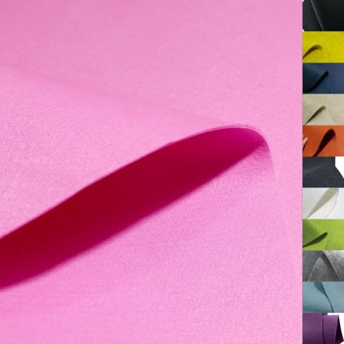 TOLKO 1m Bastelfilz Stabiler Filzstoff Meterware | 3,5 mm dick | Filzmatte Untersetzer Dekofilz Taschenfilz zum Nähen und Basteln | 100 cm breit | Nadelfilz Filz Meterware (Rosa) von TOLKO