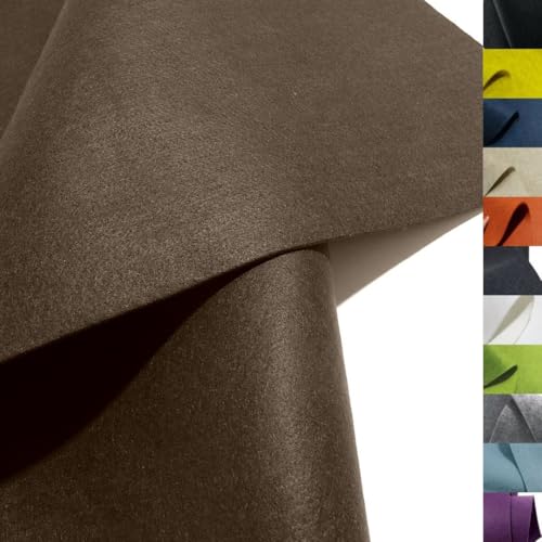 TOLKO 1m Bastelfilz Stabiler Filzstoff Meterware | 3 mm dick | Filzmatte Untersetzer Dekofilz Taschenfilz zum Nähen Basteln | 100 cm breit | Nadelfilz Filz Meterware (Kaffee) von TOLKO