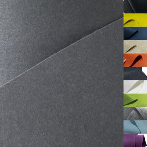 TOLKO 1m Bastelfilz Stabiler Filzstoff Meterware | 4 mm dick | Filzmatte Untersetzer Dekofilz Taschenfilz zum Nähen und Basteln | 45 cm breit | Nadelfilz Filz Meterware (Grau) von TOLKO