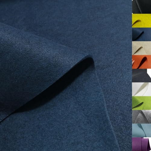 TOLKO 1m Bastelfilz Stabiler Filzstoff Meterware | 5 mm dick | Filzmatte Untersetzer Dekofilz Taschenfilz zum Nähen und Basteln | 100 cm breit | Nadelfilz Filz Meterware (Blau) von TOLKO